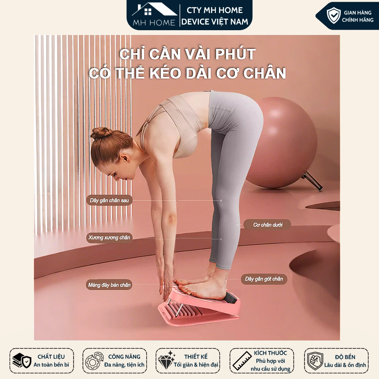 Dụng Cụ Giãn Cơ Chân Có Con Lăn Massage - Bàn Kê Chân Điều Chỉnh 10 Mức, Hỗ Trợ Thư Giãn Bàn Chân